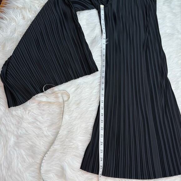 Free People Winona Pleated Flare Pants High Rise Wide Leg Black Size M Capsule - Picture 3 of 10